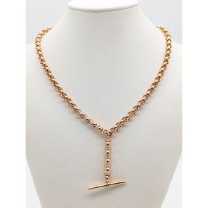 Antique: Rose Gold Watch Chain Necklace, Twisted Oval Link in 9ct Gold