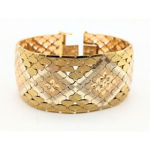 Three-tone hexagonal chain bracelet