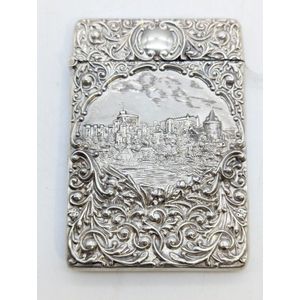 Sterling silver card case, with embossed Royal Windsor castle…