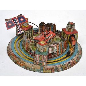 A rare pre war Marx wind up tin New York train and aero,…