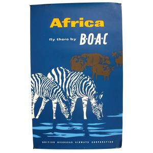 A vintage travel poster, 'Africa. Fly There by B.O.A.C.',…