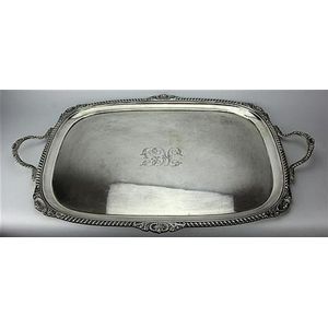 George V Sterling Silver Tray with Gadroon Border - Trays, Salvers ...