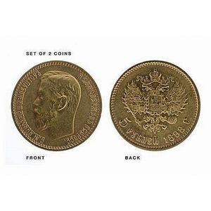 Two Russian 5 Roubles gold coins; Nicholas 11, 1898, 99.…