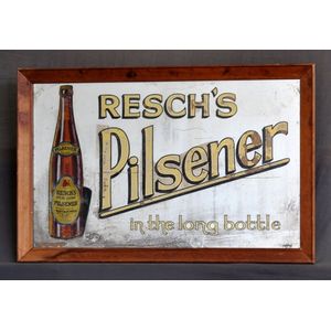 Resch's Pilsener advertising mirror. Reverse painted and gilded.…