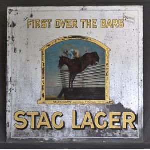 1920s Tooheys Stag Lager advertising mirror. 'First Over the…