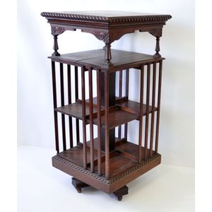 Danner Spinning Revolving Bookcase 1876 Walnut RARE Square Rotating Book  Case