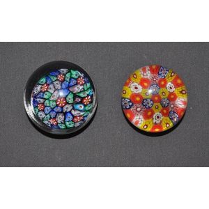 Two various millefiori glass paperweights. Diameter 6 cm.…