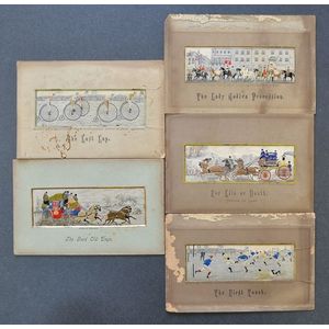 Five unframed Stevengraphs. 'The Lady Godiva Procession;' 'For…