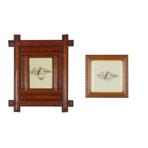 A Tramp Art blackwood Oxford frame with an 'Early Kooka' door,…