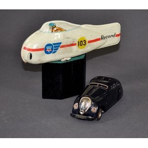 Two various German tinplate toys. Arnold streamlined motorcycle…