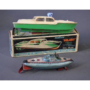 Two various toy boats. Tinplate Nautilus submarine by Taito;…
