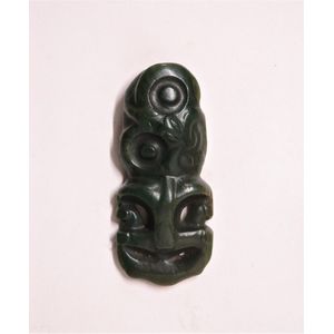 A good pre-European Maori carved pounamu hei tiki, of good deep…