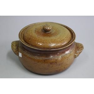 Bendigo Pottery Twin Handled Lidded Pot With Impressed Marks - Bendigo 