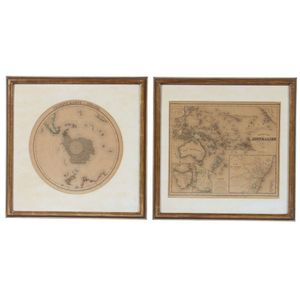 Framed maps two from Meyer's Hand Atlas, Australia 1846 and…