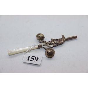 Sterling silver baby's rattle / whistle, in the form of jester…