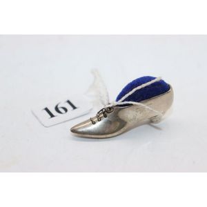 Sterling silver pin cushion, shoe shape with silver lace and…