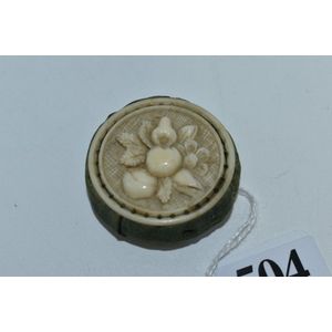 Antique ivory pin cushion, carved ivory depicting apples and…