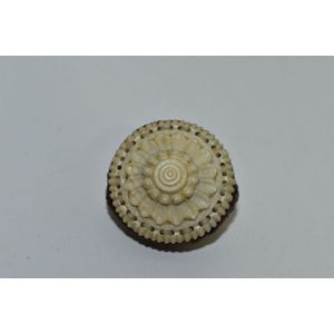 Antique carved ivory pin cushion, with double sided flower head…