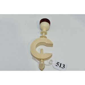 Antique pin cushion clamp, carved ivory with round red velvet…