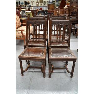 Fine set of six antique French Henri II walnut chairs (6)