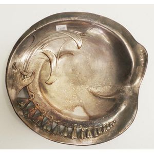 Continental silver plated copper tray embossed bluebell design,…