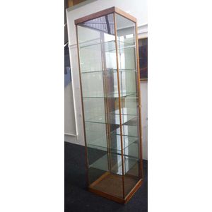 Vintage tall square showcase with adjustable shelves and rear…