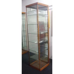 Vintage tall square showcase with adjustable shelves and rear…