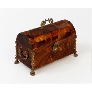 A gilt metal mounted tortoiseshell jewellery box, 19th century…