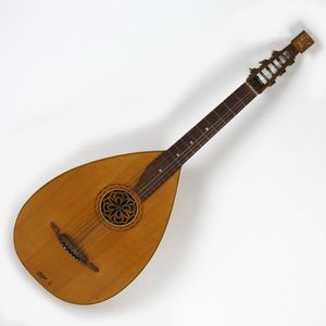 A 1970s Hofner lute-guitar, the back of flame maple ribs, six…