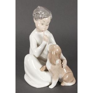 Retired Lladro 4867 Seesaw Boy, Girl and Dog on Tweeter Totter