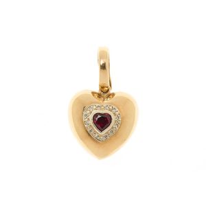 Gemstone Heart Enhancer Pendant with Diamonds in 9ct Gold - Necklace ...