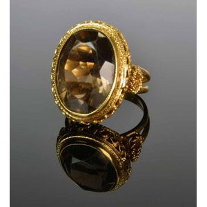Gold Twist Smokey Quartz Ring - Rings - Jewellery