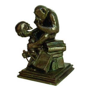 A 'Darwinian' bronze 'Ape with Skull' after Wolfgang Hugo…