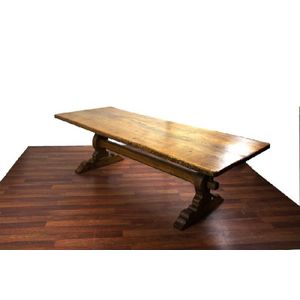 A Continental oak farm house table. Rectangular form with heavy…