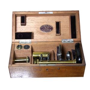 Brass and steel microscope by N H Seward Pty Ltd. Early 20th…