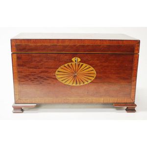 George III casuarina tea caddy with satin wood and sunburst…