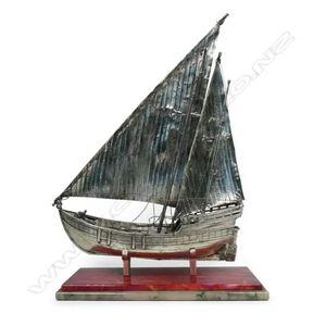 A vintage Italian silver model of a sail boat, with two masts&hellip;