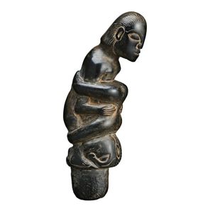 Bali, handle, buffalo horn modelled in the form of two figures…