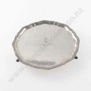 Victorian sterling silver salver, shaped circular with…