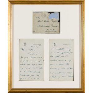 A double sided framed display of hand written letter and…
