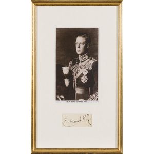 A framed display of a photographic print of HM King Edward VIII,…