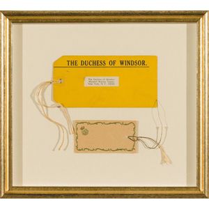 The Duchess of Windsor's luggage tag from the Waldorf Astoria,…