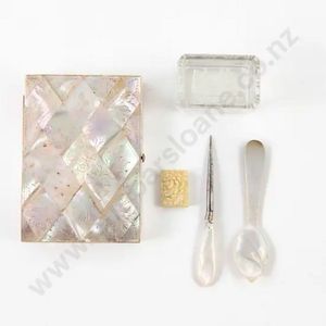 Victorian mother of pearl calling card case, (some edge pieces&hellip;