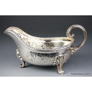 A fine Elkington silver plated sauce boat, 1851, with original…