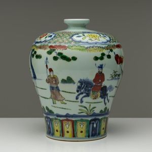 A large Chinese meiping porcelain vase decorated with warriors&hellip;