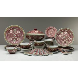 A matched Chinese partial dinner service featuring the 'long…