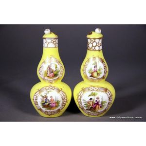 A pair of Meissen porcelain perfume bottles, later 19th century,…