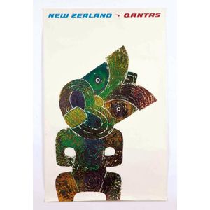 A vintage Qantas New Zealand tiki poster. Height 100 cm. Width…