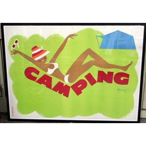 Vintage French poster print, 'Camping', by Gyicolitch, 1967,…
