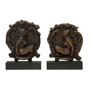 A pair of Meridian cast Norman Lindsay bronze bookends on&hellip;